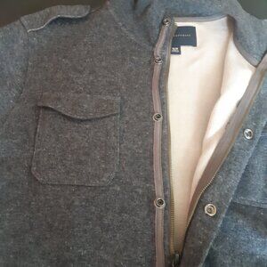 Banana Republic SZ M Heather Grey Full Zip Up Wool & Cotton Men's Sweater Jacket